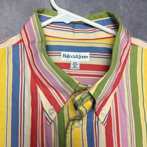 Bullock‎ and Jones Mens Striped Shirt size XL Short Sleeve Button Up Made USA